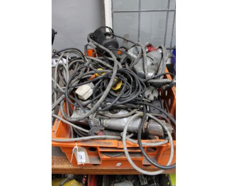 A box of power tools, drill, lamp etc 