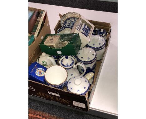 A box of boxed and unboxed Ringtons china, teapot, caddy etc 