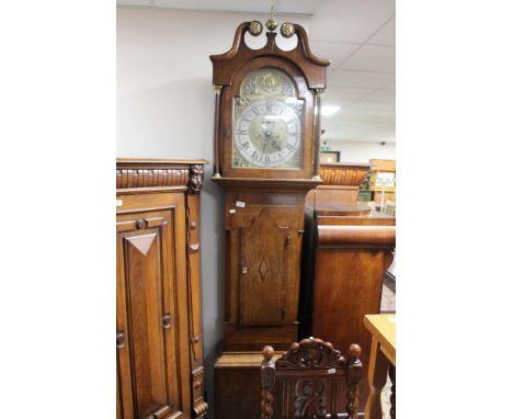 A nineteenth century mahogany and oak longcased clock with brass and silvered dial 