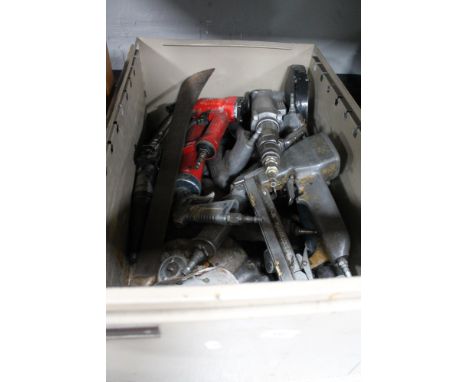 A large crate of power tools, commercial spray guns, machete etc 