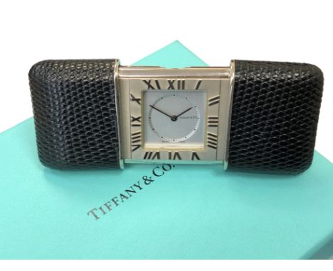 A Tiffany travel clock in box 