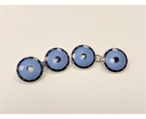 A pair of gent's silver and blue enamel cufflinks, Phillip Kydd, Birmingham 2011. 