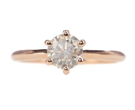 CERTIFICATED DIAMOND SOLITAIRE RING,set with a round brilliant cut diamond of approximately 0.91 carats, with accompanying WG
