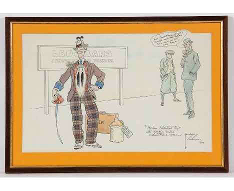 * LAWSON WOOD (ENGLISH 1878 - 1957),
DOUBLE SCOTCH
watercolour and ink on paper, signed and dated 1923 
29.5cm x 47.5cm
Mount