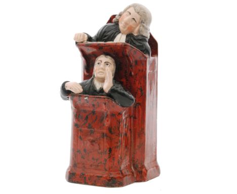 A 19th Century Staffordshire Parson in the Pulpit or the Vicar and Moses, after the original by Ralph Wood, height 25cm toget