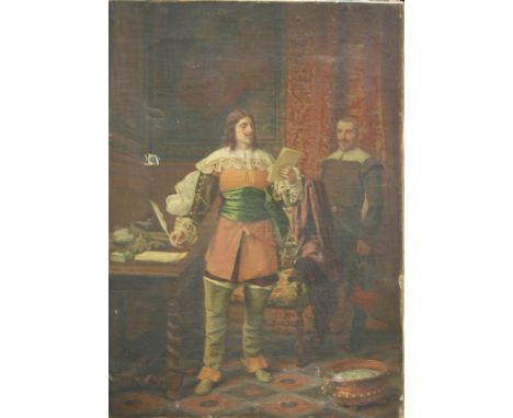 FRENCH SCHOOL, LATE NINETEENTH CENTURY - 'Portrait of an elegant gentleman standing in an interior', oil on canvas, signed in