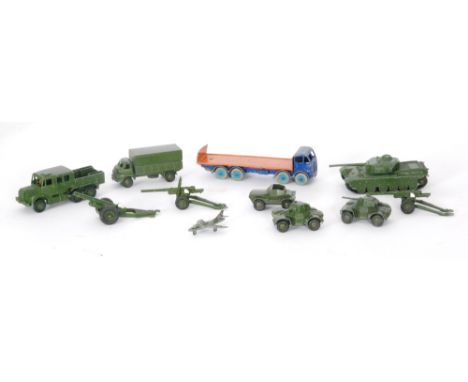 Dinky - A 3 ton army wagon, a medium artillery tractor, a Centurion tanks and assorted other unboxed military vehicles (qty)