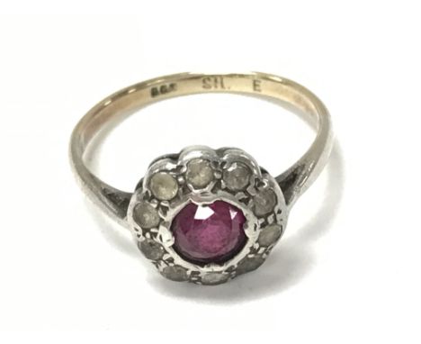 A 9ct gold Art Deco ring set with Ruby. 2.54g and size Q 1/2
