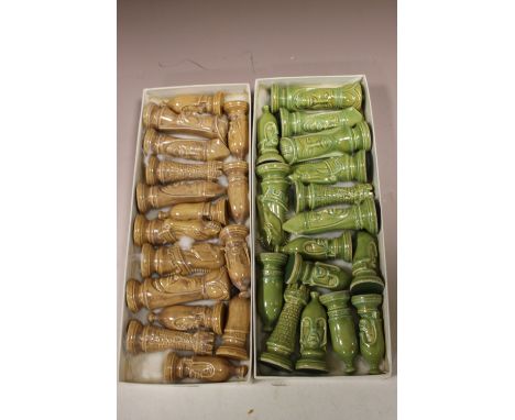 AN UNUSUAL CERAMIC CHESS SET 