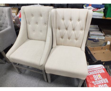 TWO MODERN UPHOLSTERED BUTTON BACK CHAIRS (2)