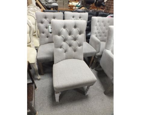THREE MODERN UPHOLSTERED BUTTON BACK CHAIRS (3)