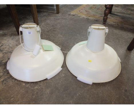 TWO LARGE INDUSTRIAL STYLE HANGING LIGHT FITTINGS