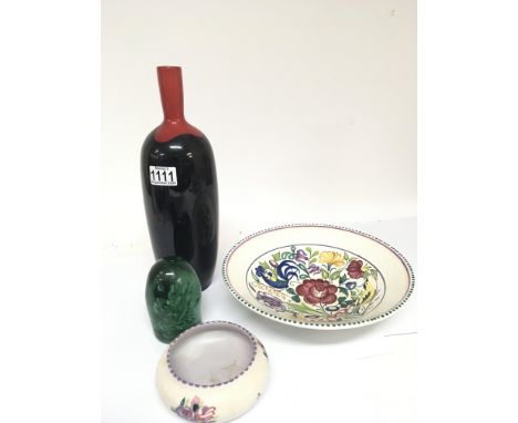 A large Poole Pottery dish hand painted by Susan Russell diameter 27cm no obvious damage a small Carter Stabler and Adam dish