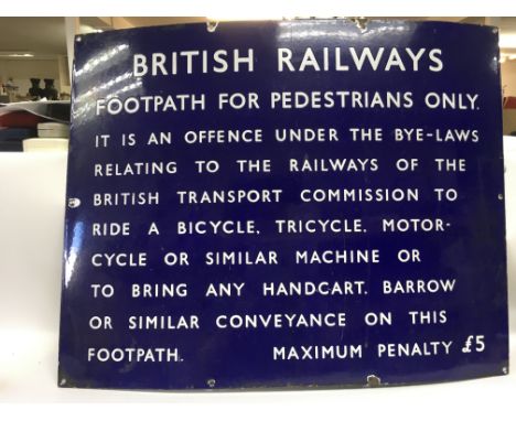 A large British Railways enamel sign, approx 76cm x 60cm. Shipping category D,