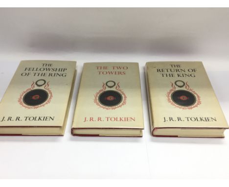 Three early volumes of JRR Tolkien's Lord Of The Rings trilogy comprising a 12th impression of 'The Fellowship Of The Ring' a