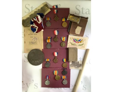 WW1 family medal group. 3 brothers medals and awards. 3 medal group awarded to 1028 DVR. B Whiting. R.A - 1914-15 Star variat