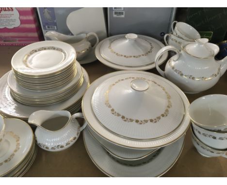 A Royal Doulton Fairfax dinner service including tureens plates cups saucers tea pot .