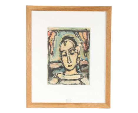 Georges Rouault (French, 1871-1958)&nbsp;Tete De Jeunne Fille' lithograph c.1939 35 x 25cm (14 x 10in) Label to reverse for G