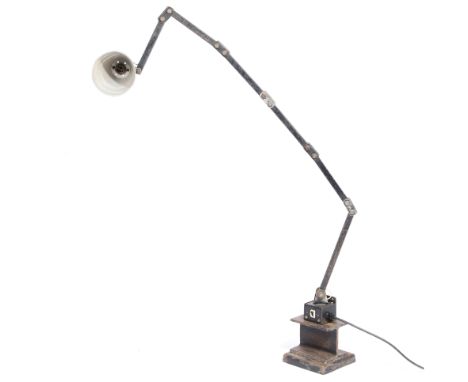 Memlite. a large industrial desk lamp.&nbsp;The early to mid 20th Century lamp in black, stamped 'MEMLITE' in multiple places