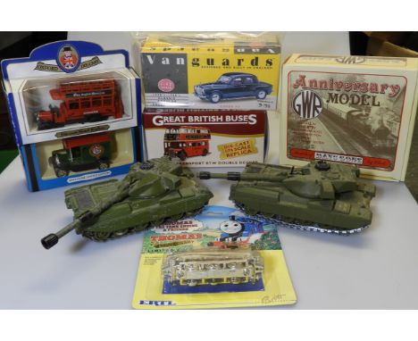 VANGUARD ROVER, 2 DINKY TANKS & 4 OTHER VEHICLES 