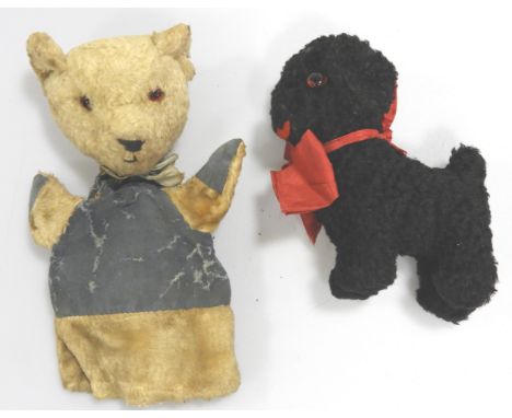 1950'S TEDDY GLOVE PUPPET + POODLE DOG TOY 
