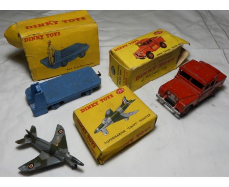 DINKY TOYS 258 MERSEY TUNNELS POLICE VAN, 734 SWIFT FIGHTER & BEV ELECTRIC TRUCK 