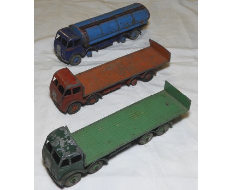DINKY - FODEN PETROL TANKER & 2 FLAT BED LORRIES 