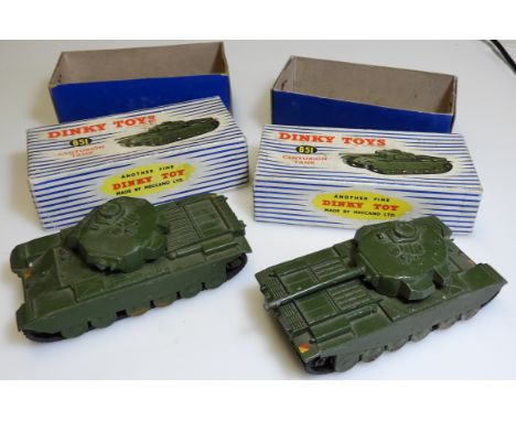 DINKY TOYS 2X651 CENTURION TANK - BOXES (1 BARREL MISSING) 