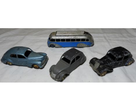 FRENCH DINKY AUTOCAR ISOBLOC, CITROEN 2CV, PEUGEOT 203 & CITROEN 11BL 