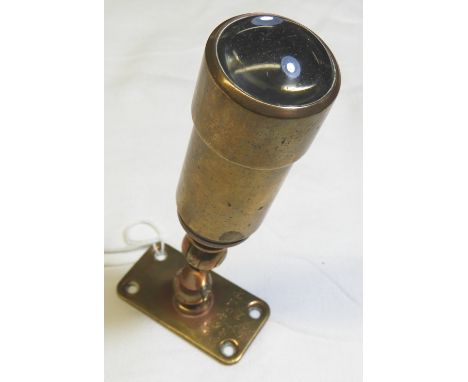 ADJUSTABLE BRASS CABIN LAMP WITH MAGNIFIER LENS 