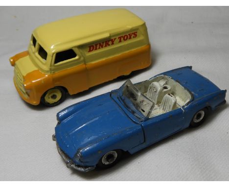 DINKY 114 TRIUMPH SPITFIRE & 482 BEDFORD VAN REPAINTED (2) 