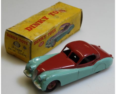 DINKY TOYS 157 JAGUAR XK120 COUPE - TURQUOISE/RED - BOX 
