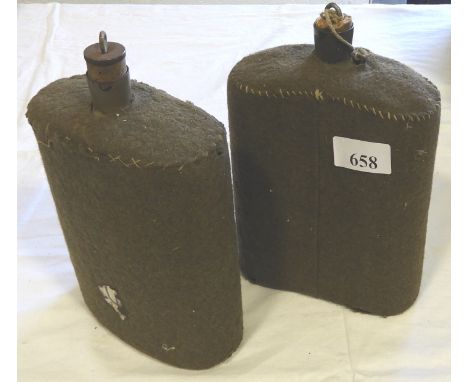 2 BRITISH ARMY WATER BOTTLES 