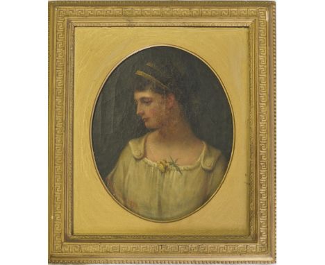 M.THOMAS 1879 OVAL FRAMED PORTRAIT YOUNG WOMAN 10'X22'