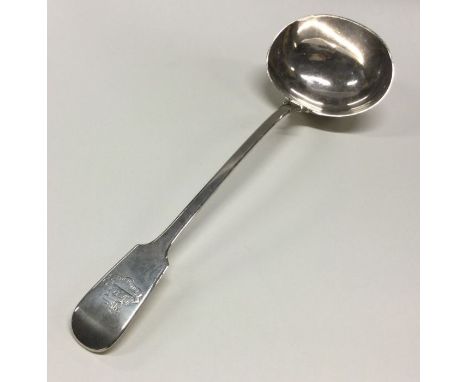 A silver crested soup ladle. London 1863. By John Kilpatrick. Approx. 257 grams. Est. £200 - £300.