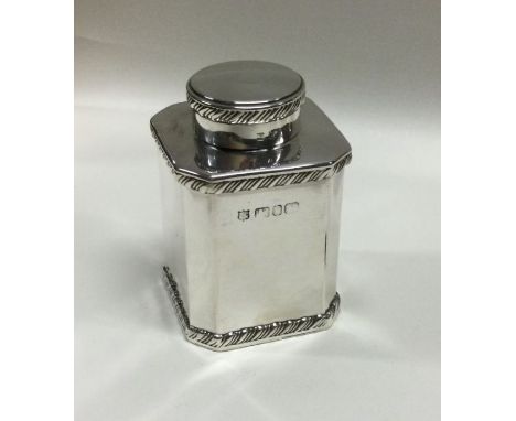 A square silver tea caddy. Birmingham 1895. By Nathan &amp; Hayes. Approx. 140 grams. Est. £80 - £120.