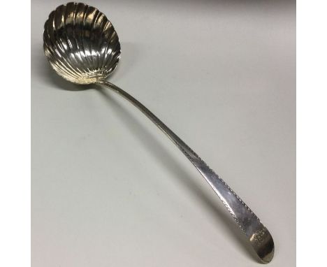 DUBLIN: A rare 19th Century Irish silver soup ladle. 1777. By James Kennedy. Approx. 138 grams. Est. £250 - £300.