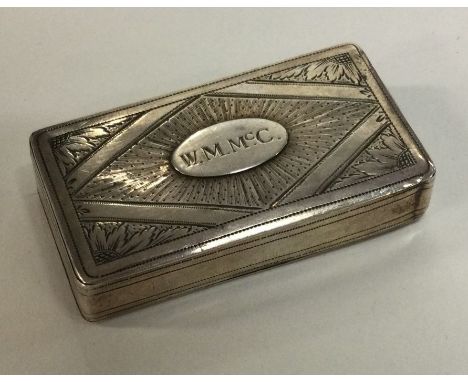 A George III silver snuff box with hinged lid. Birmingham 1825. By Thomas Newbold. Approx. 30 grams. Est. £50 - £80.