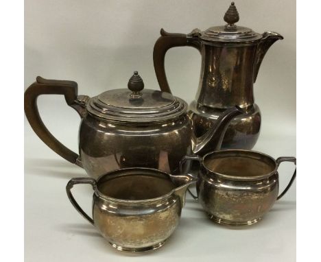 A good oval silver four piece tea service. Sheffield. By R&amp;B. Approx. 1472 grams. Est. £500 - £800.
