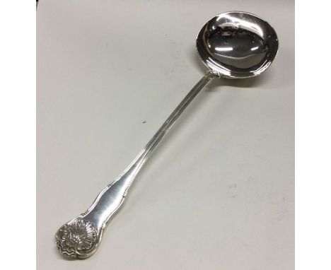 A large silver soup ladle. London 1846. By George Adams. Approx. 301 grams. Est. £240 - £280.