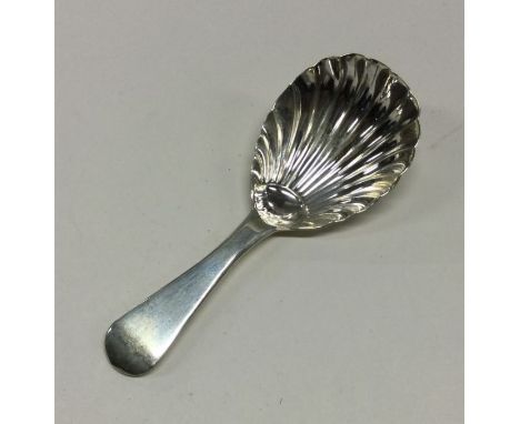 A George III silver caddy spoon with fluted bowl. London 1781. By William Eley &amp; William Fearn. Approx. 12 grams. Est. £5