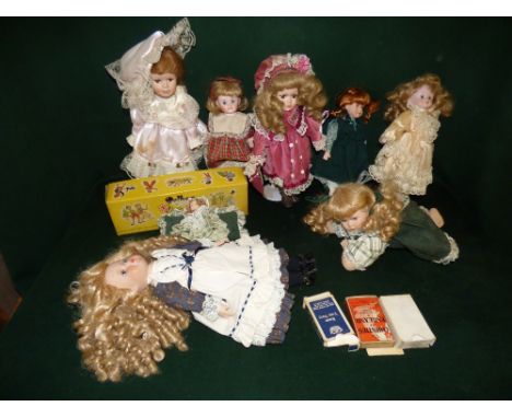 Pelham puppet in original box and eight mixed dolls