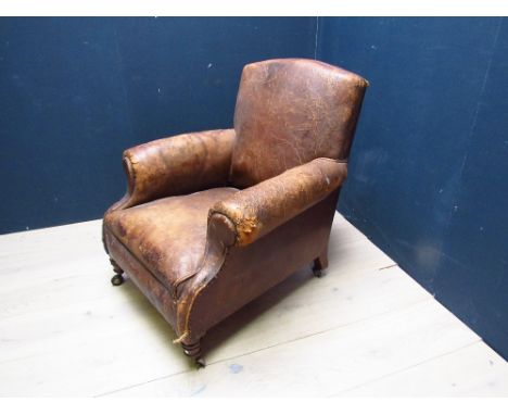 Gentleman's vintage brown leather arm chair