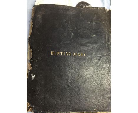 LARGE HUNTING DIARY of a gentleman, believed to be the Fawcett Family, commencing with the fox hunting season 1882, & includi