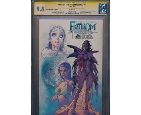 9.8 Graded Signed Fathom Comic. Graded by CGC. A signed by Michael Turner, Fathom V2 #1 comic.