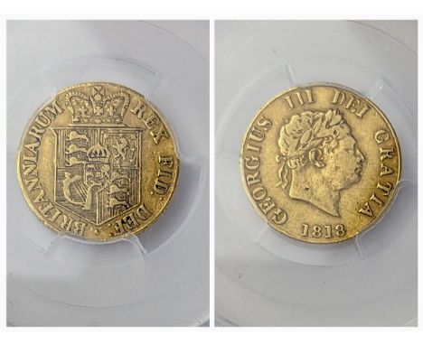 United Kingdom - George III (1760-1820) Half Sovereign, dated 1818, laureate portrait of King George III, right, ./. crowned 