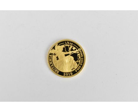 United Kingdom - Elizabeth II (1952-2022), 25 Pounds, Britannia, fine gold 1/4 oz, dated 2019, fifth portrait, right, ./. Bri