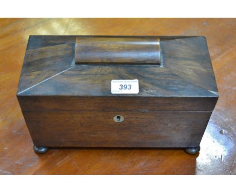 A Victorian rosewood sarcophagus tea caddy, c.1850