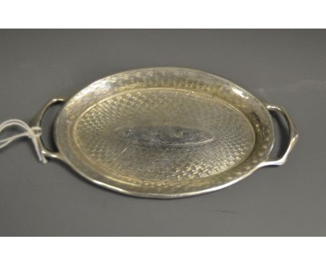 A George V silver miniature gallery tray, engine turned field, Mappin & Webb, Chester 1913, 21.1g