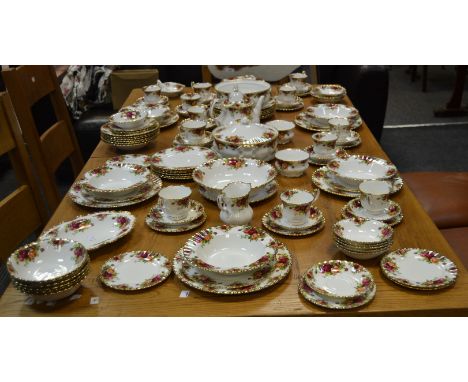 A comprehensive Royal  Albert Old Country Roses pattern dinner service and tea service for twelve, cream jugs, side plates, s